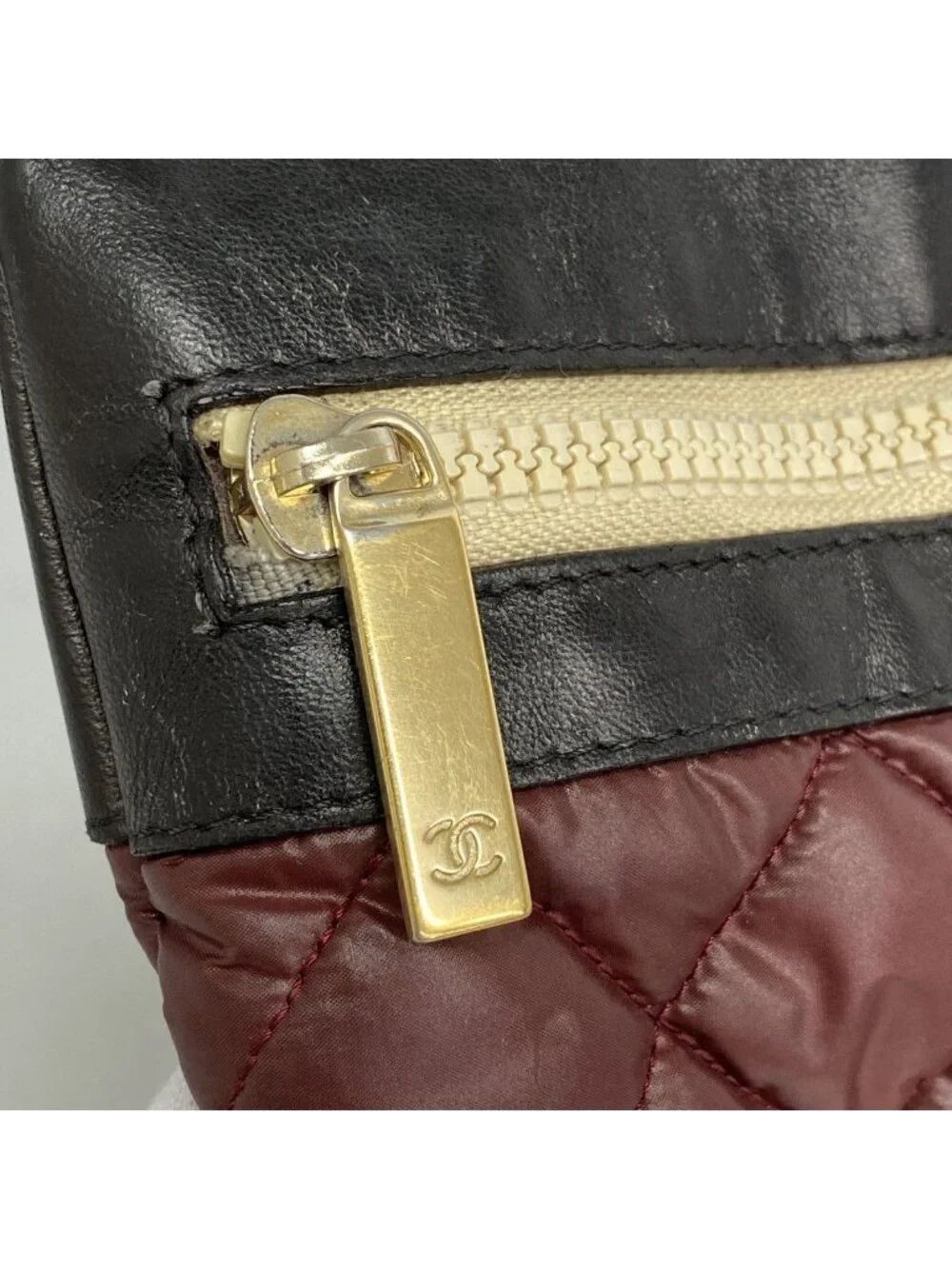 Chanel Tote Coco Cocoon Leather Nylon Red Black Gold